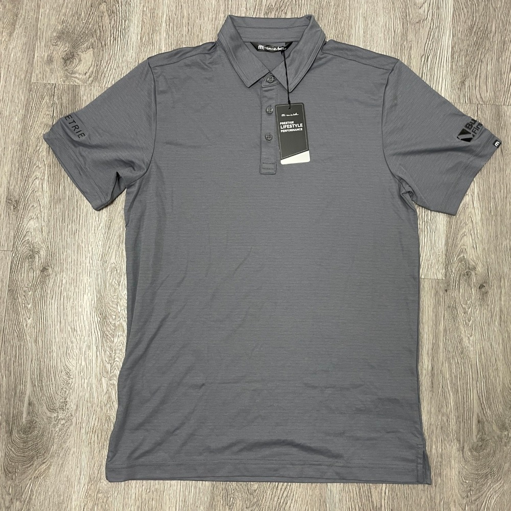 Travis Mathew Polo Shirt Mens Medium Grey Bayfront Solid Performance Golf NWT